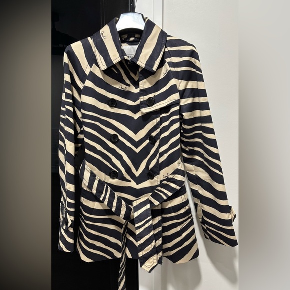 Coach Jackets & Blazers - 531. Coach Zebra Print Black and Cream Trench Coat Coach- XS/TP Fits Medium